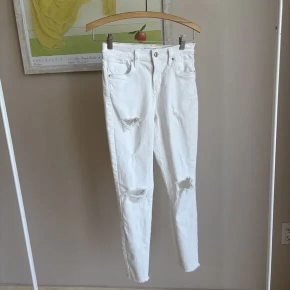 🌼SALE🌼AGOLDE White High Rise Crop Skinny Distressed Denim - Picture 7 of 7